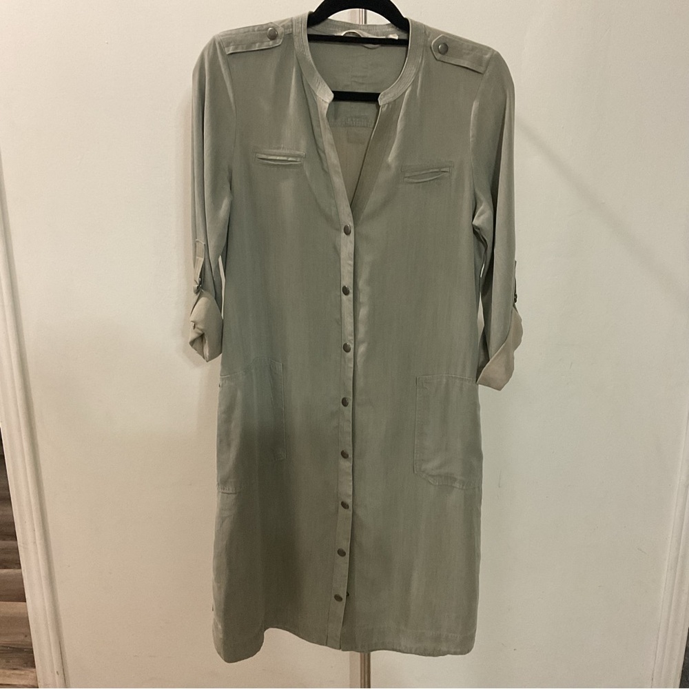 Soft Surroundings Casual Shirt Dress Olive Size XS